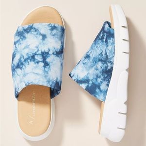 Anthropologie Cady Platform Sport Slides Blue Tie Dye EU 38